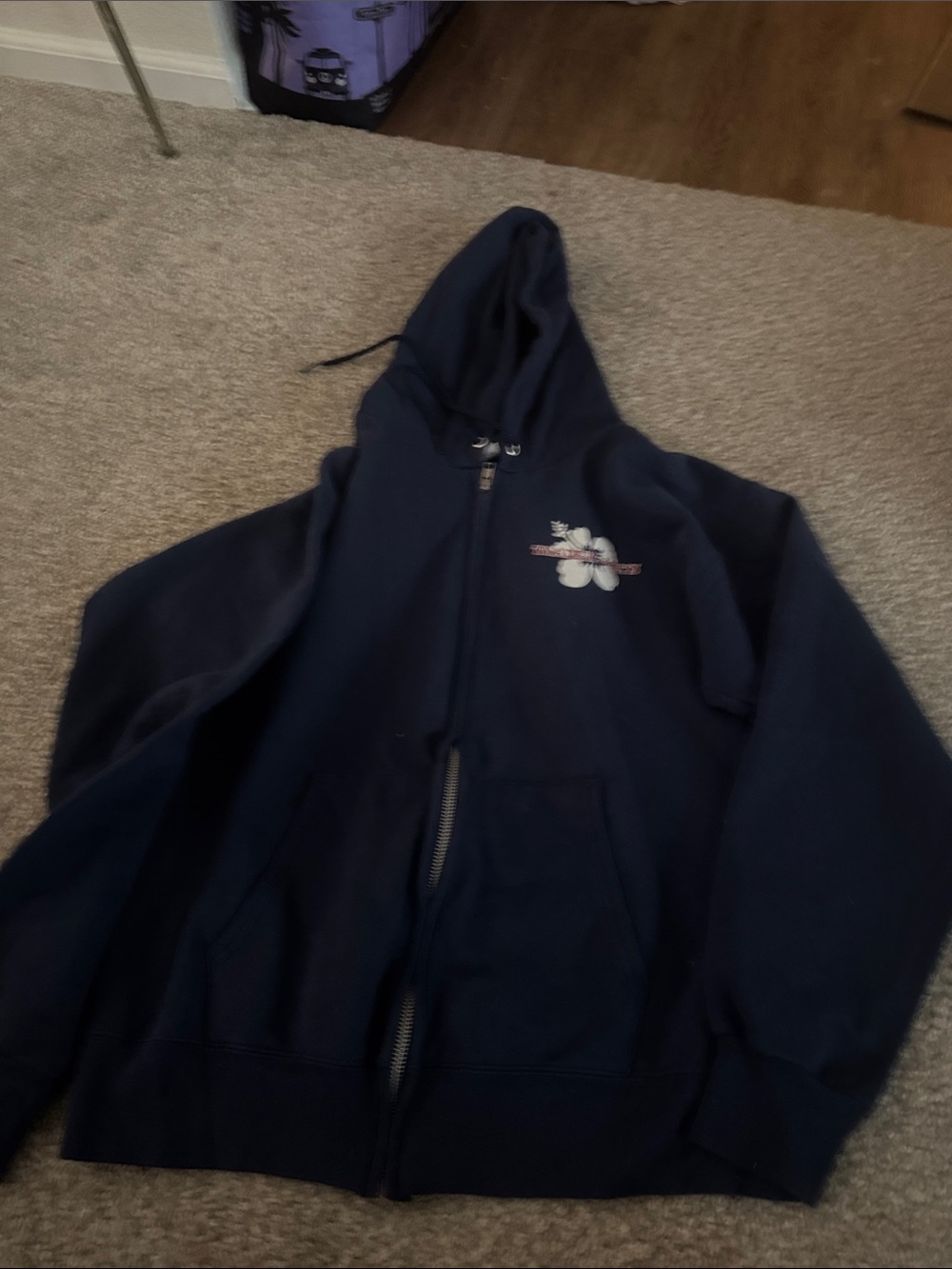 Trader Joe’s Employee Navy Hibiscus Zip Hoodie Small